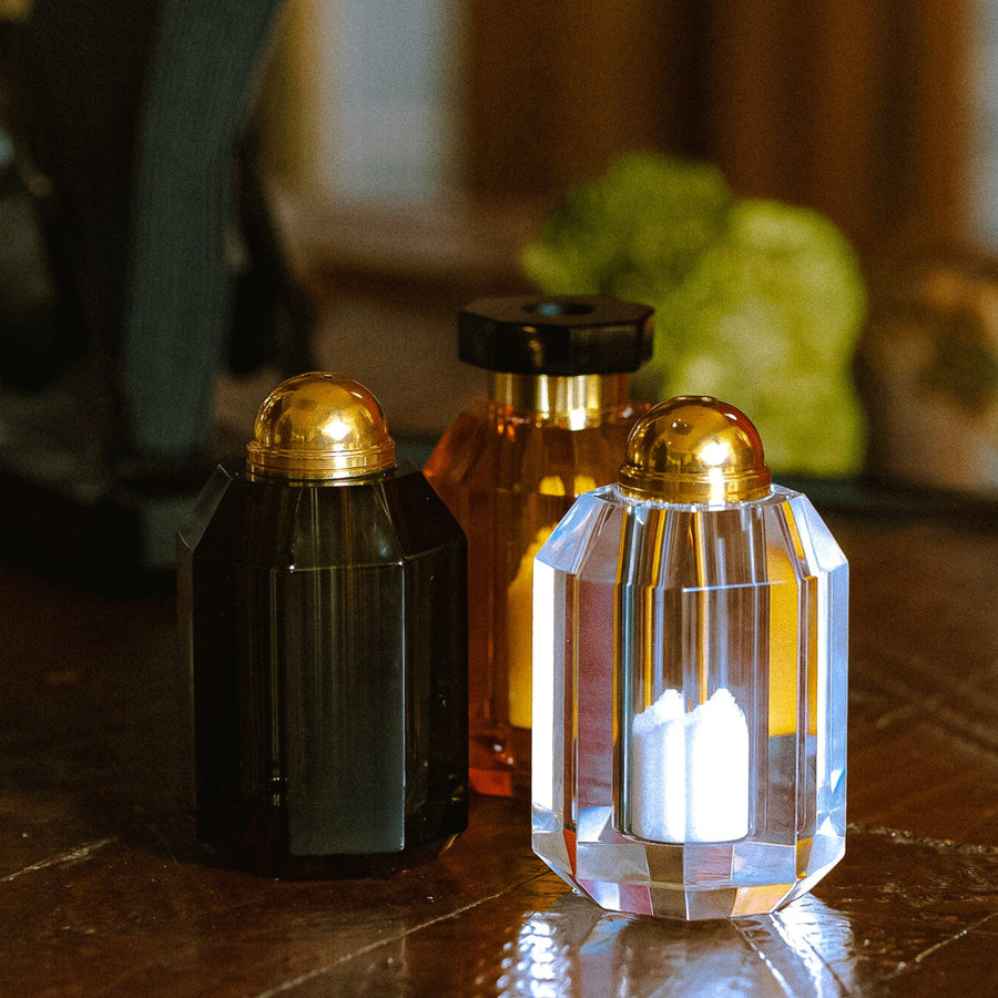 Ambrosià Crystal Salt & Pepper Shaker Set: Black & Clear Crystals - ARCAICÓ