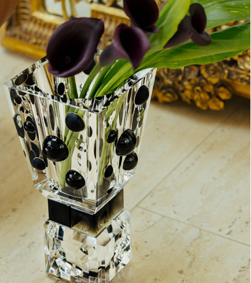 Crystal Flower Vase Ellipses | Ellipses Crystal Hand Cut Vase| ARCAICÓ